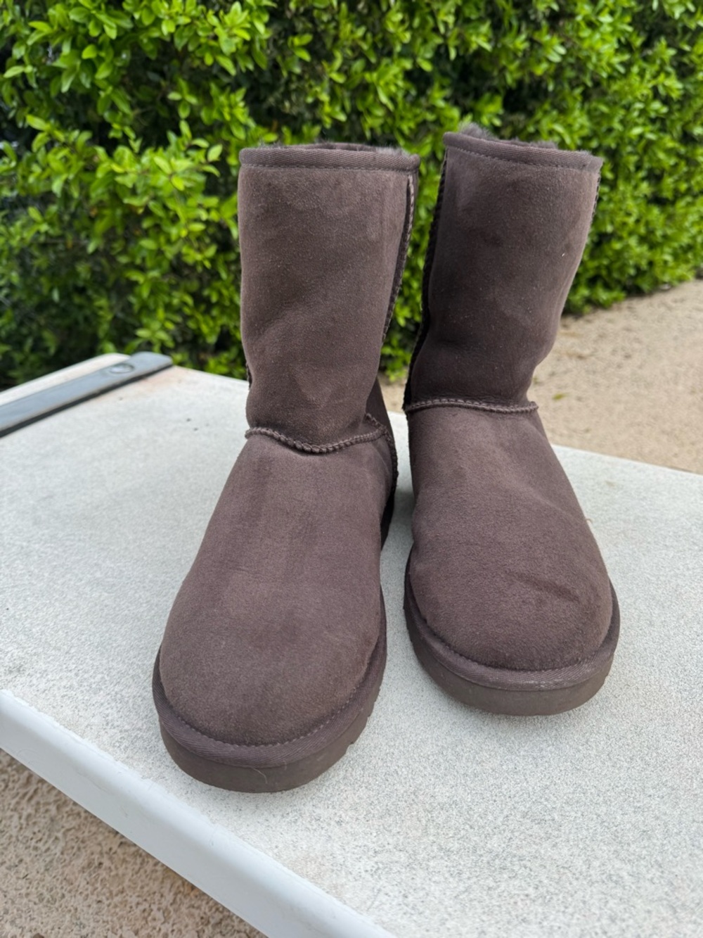 UGG Short Suede Shearling Boots in Gray-Brown